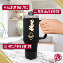 Colorado Buffaloes Collegiate 40oz Stainless Steel Travel Tumbler with Handle for Mom - Black