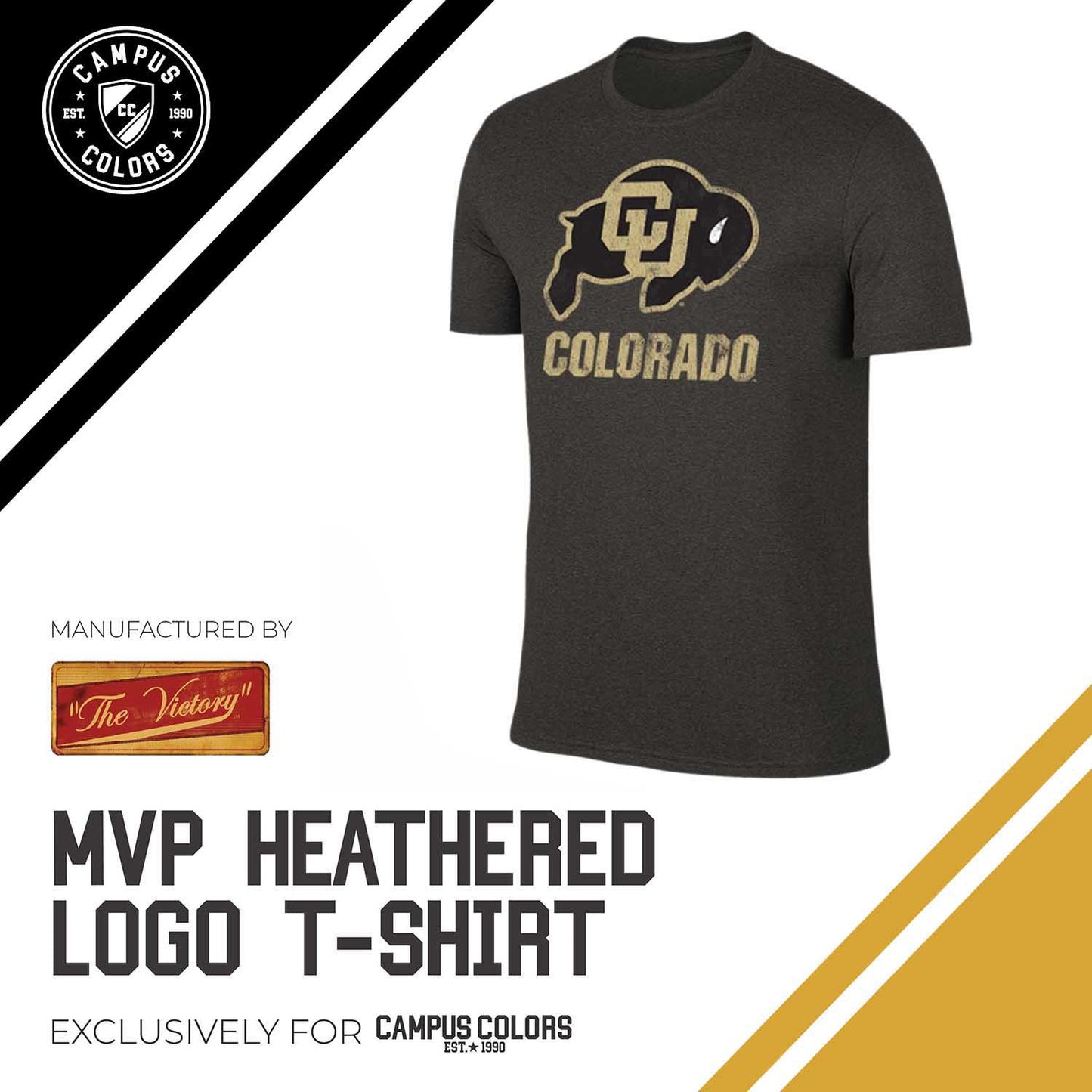 Colorado Buffaloes Adult MVP Heathered Cotton Blend T-Shirt - Black