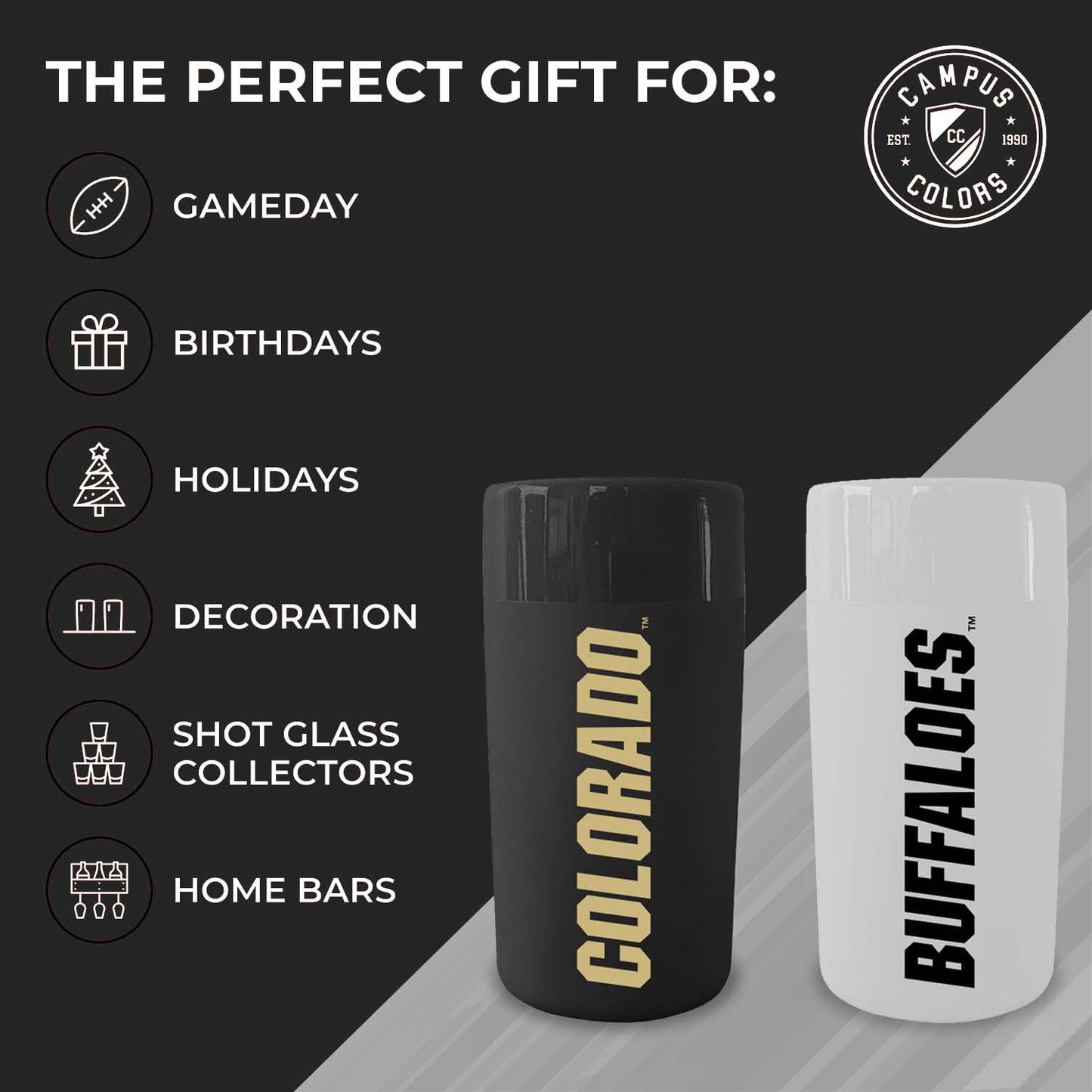 Colorado Buffaloes College and University 2-Pack Shot Glasses - Team Color