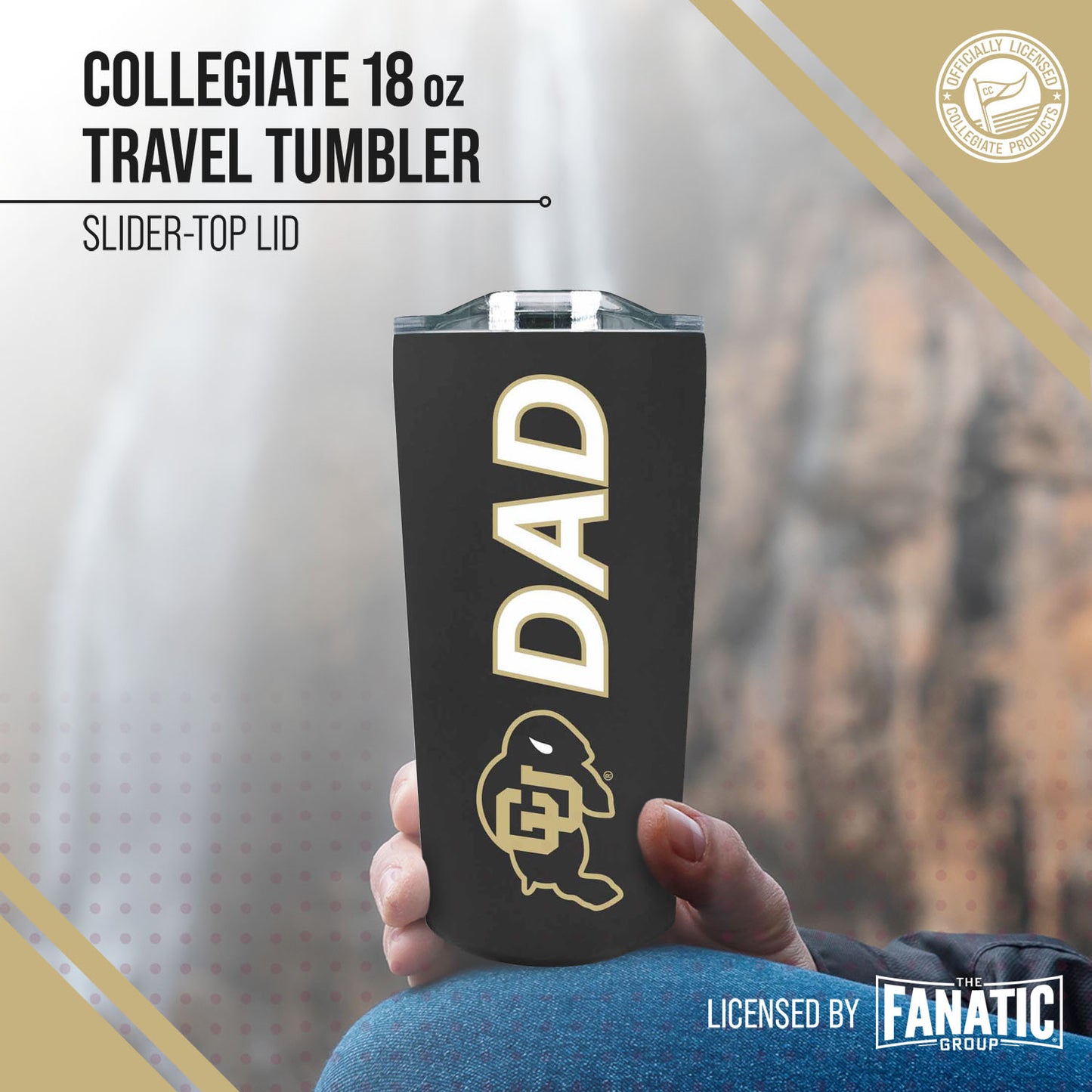 Colorado Buffaloes NCAA Stainless Steel Travel Tumbler for Dad - Black