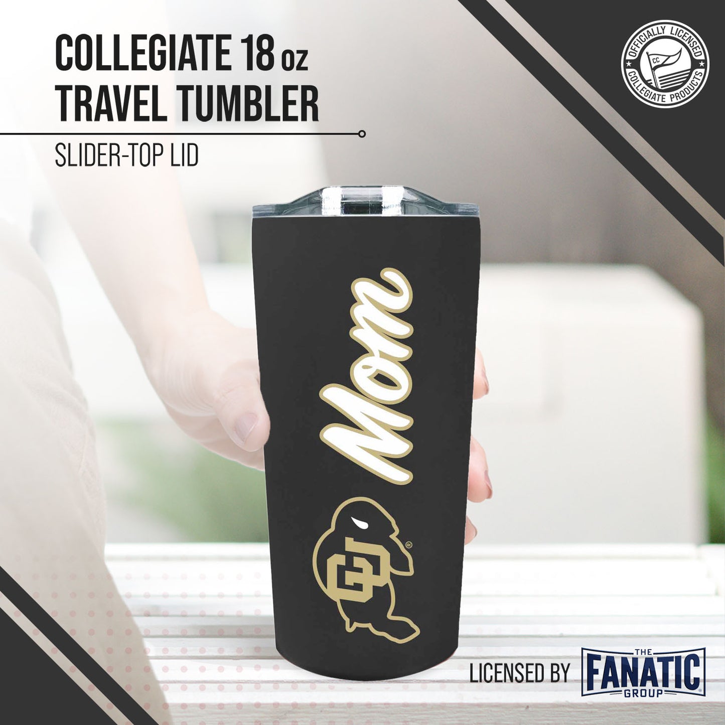 Colorado Buffaloes NCAA Stainless Steel Travel Tumbler for Mom - Black