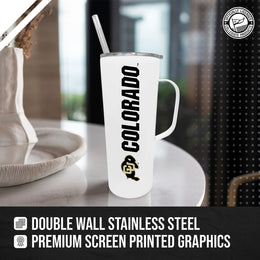 Colorado Buffaloes NCAA Stainless Steal 20oz Roadie With Handle & Dual Option Lid With Straw - White