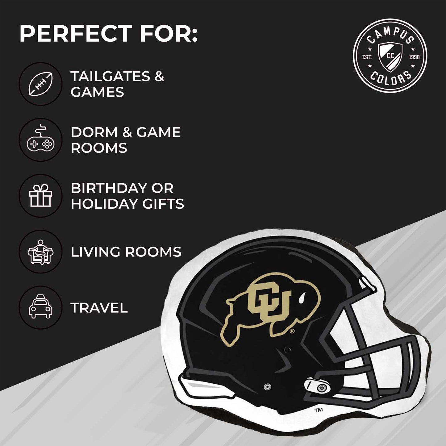 Colorado Buffaloes NCAA Helmet Super Soft Football Pillow - Black