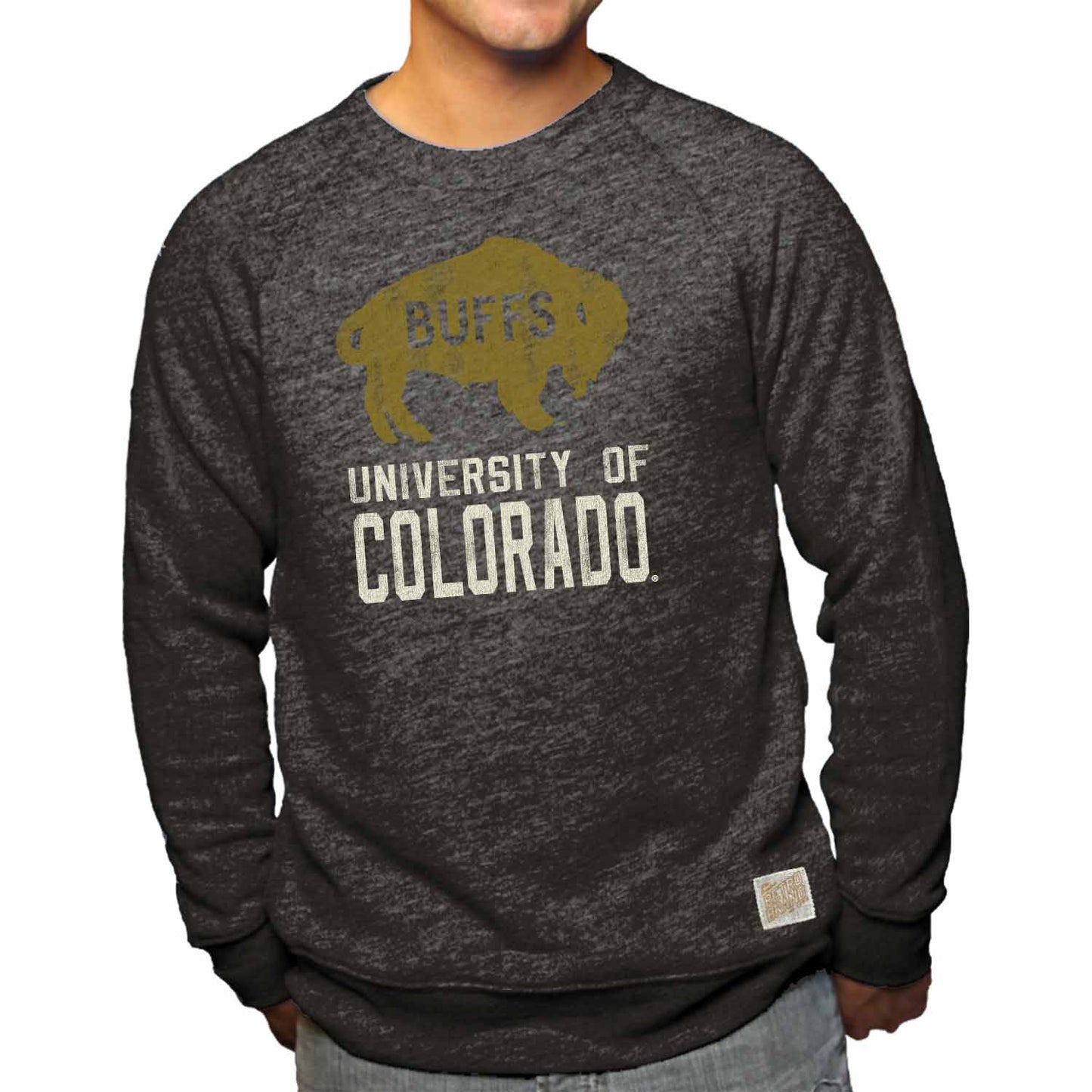 Colorado Buffaloes  Vault Logo and School Name Tri-blend Crewneck Sweatshirt - Black