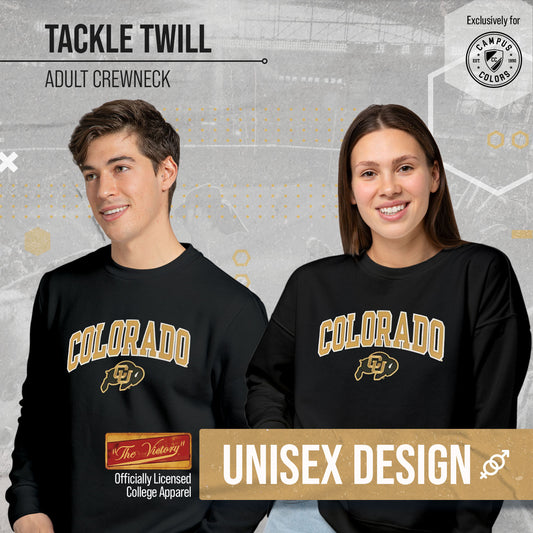 Colorado Buffaloes NCAA Adult Tackle Twill Crewneck Sweatshirt - Black