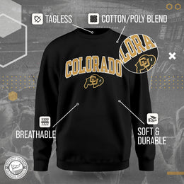 Colorado Buffaloes NCAA Adult Tackle Twill Crewneck Sweatshirt - Black