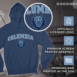Columbia Lions NCAA Adult Tackle Twill Hooded Sweatshirt - Navy