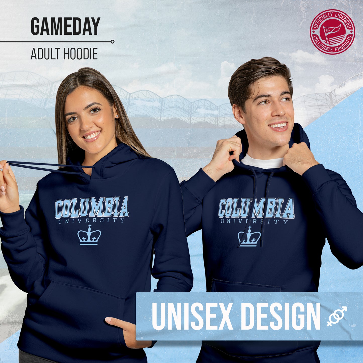 Columbia Lions Campus Colors Adult Arch & Logo Soft Style Gameday Hooded Sweatshirt  - Navy