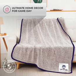 UCONN Huskies NCAA Silk Sherpa College Throw Blanket - Navy