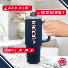 UCONN Huskies College & University 40 oz Travel Tumbler With Handle - Navy