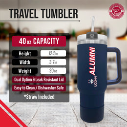 UCONN Huskies Collegiate 40oz Stainless Steel Travel Tumbler with Handle for Alumni - Navy