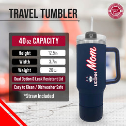 UCONN Huskies Collegiate 40oz Stainless Steel Travel Tumbler with Handle for Mom - Navy