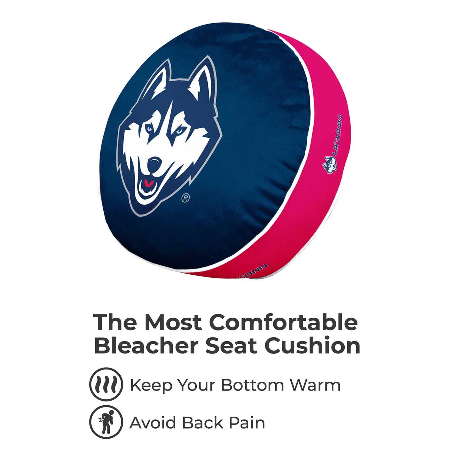 UCONN Huskies Team Logo 15 Inch Ultra Soft Stretch Plush Pillow - Navy