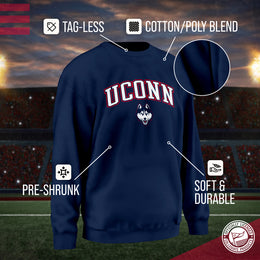 UCONN Huskies Adult Arch & Logo Soft Style Gameday Crewneck Sweatshirt - Navy