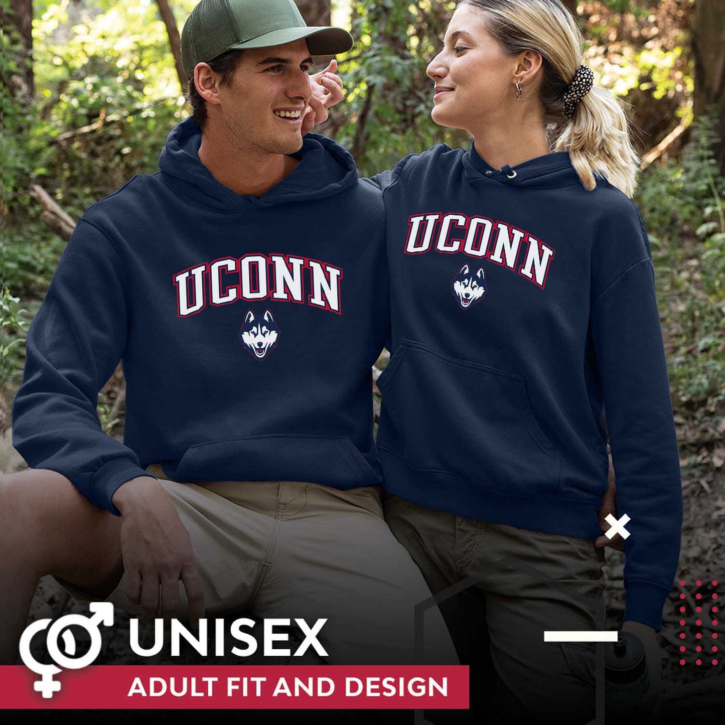 UCONN Huskies Adult Arch & Logo Soft Style Gameday Hooded Sweatshirt - Navy