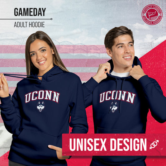 UCONN Huskies Adult Arch & Logo Soft Style Gameday Hooded Sweatshirt - Navy