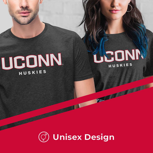 UCONN Huskies Campus Colors NCAA Adult Cotton Blend Charcoal Tagless T-Shirt - Charcoal
