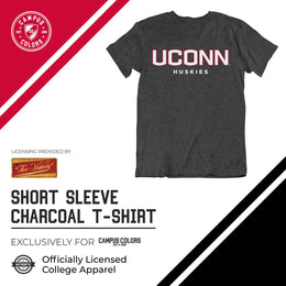 UCONN Huskies Campus Colors NCAA Adult Cotton Blend Charcoal Tagless T-Shirt - Charcoal