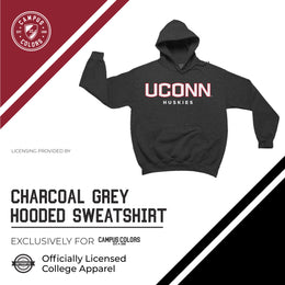UCONN Huskies NCAA Adult Cotton Blend Charcoal Hooded Sweatshirt - Charcoal