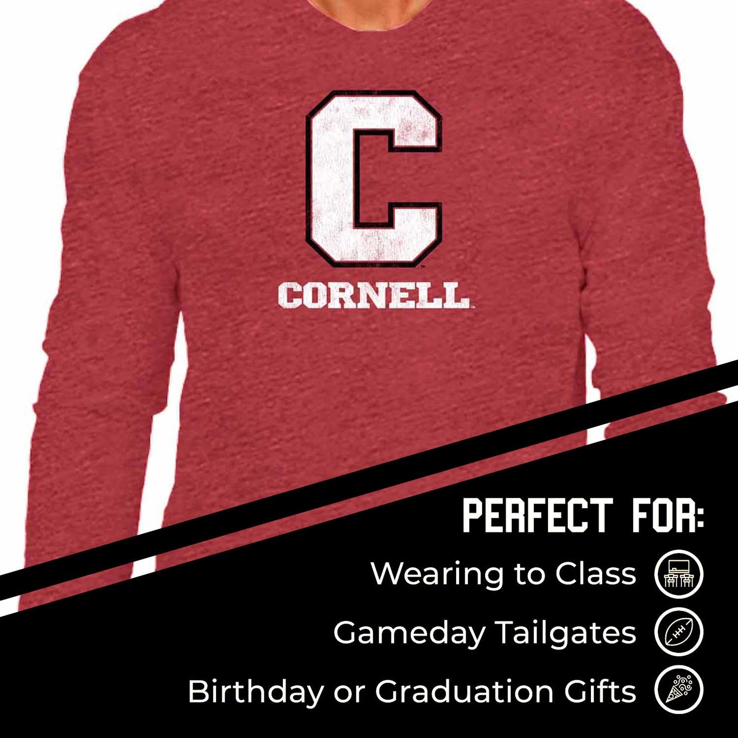 Cornell Big Red NCAA MVP Adult Long-Sleeve Shirt - Red