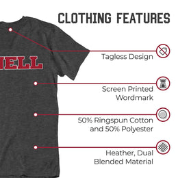 Cornell Big Red Campus Colors NCAA Adult Cotton Blend Charcoal Tagless T-Shirt - Charcoal