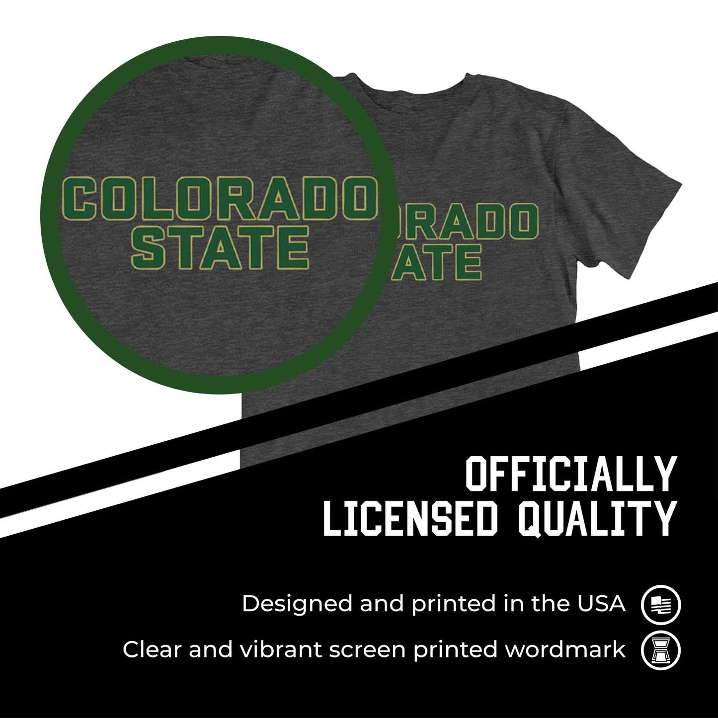 Colorado State Rams Campus Colors NCAA Adult Cotton Blend Charcoal Tagless T-Shirt - Charcoal