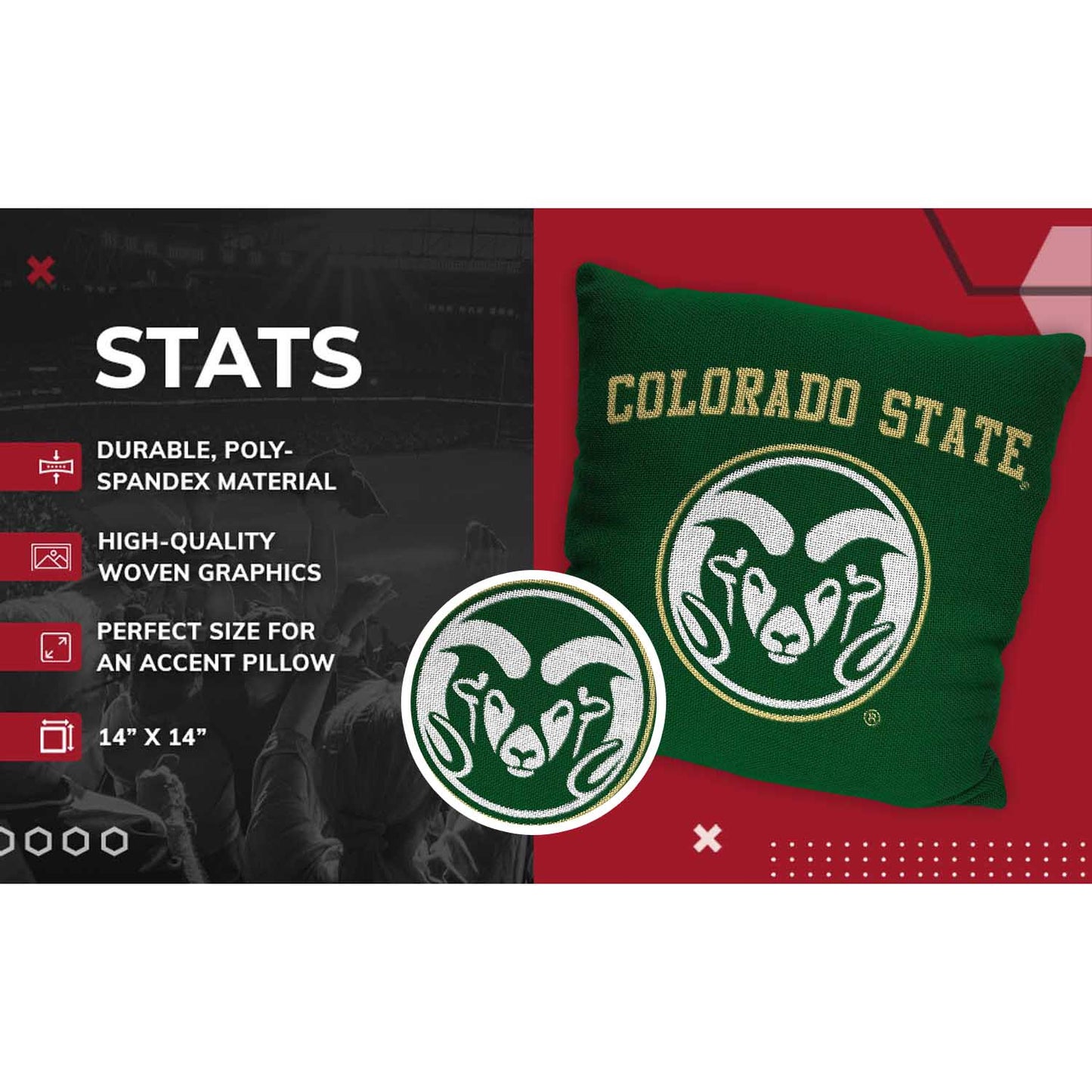 Colorado State Rams NCAA Decorative Pillow - Green