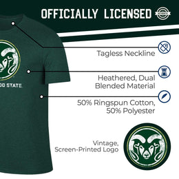 Colorado State Rams Adult MVP Heathered Cotton Blend T-Shirt - Green