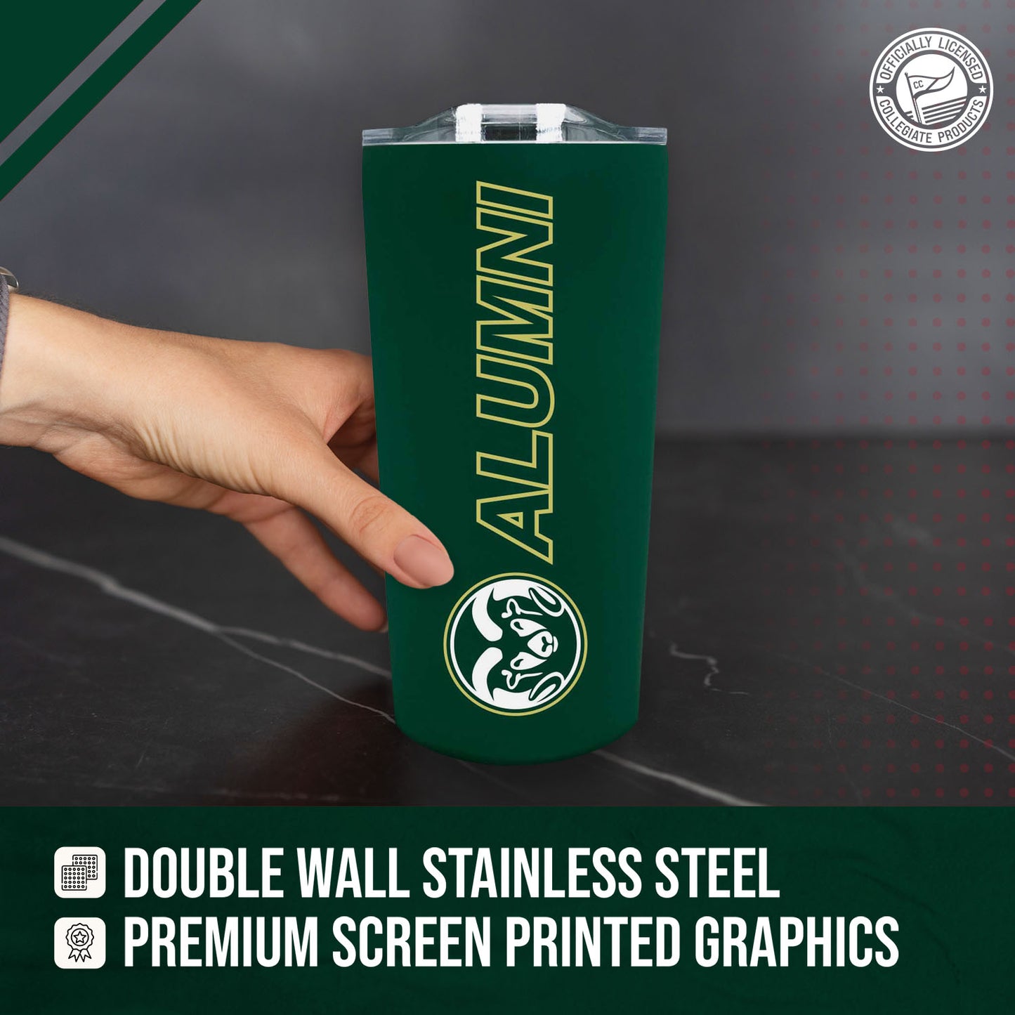 Colorado State Rams NCAA Stainless Steel Travel Tumbler for Alumni - Green