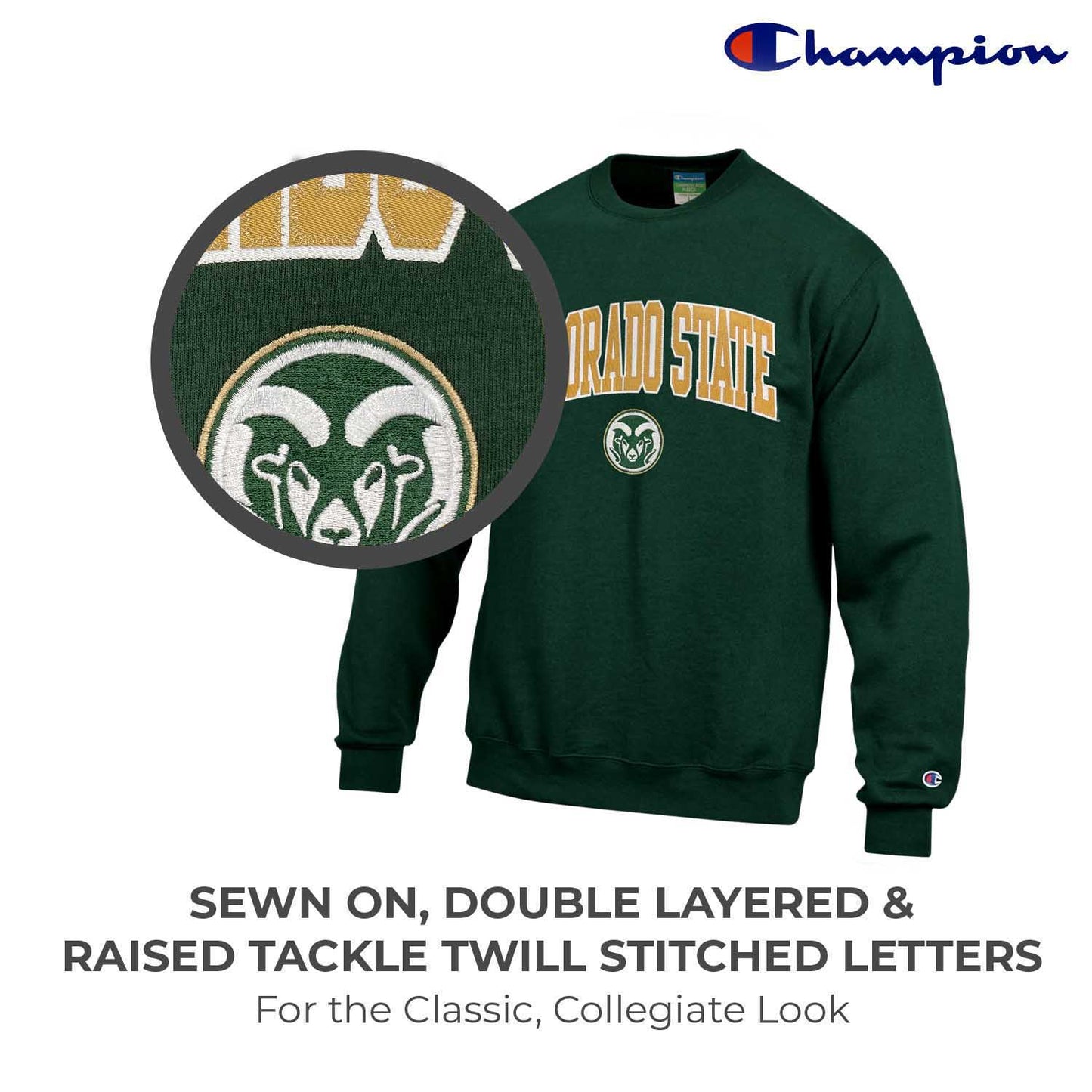 Colorado State Rams Adult Tackle Twill Crewneck - Green