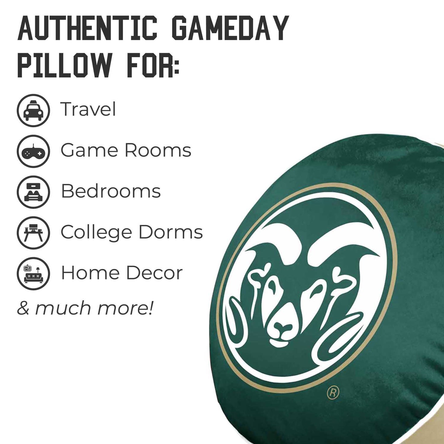 Colorado State Rams Team Logo 15 Inch Ultra Soft Stretch Plush Pillow - Green