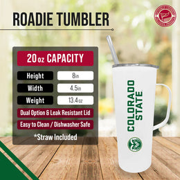 Colorado State Rams NCAA Stainless Steal 20oz Roadie With Handle & Dual Option Lid With Straw - White