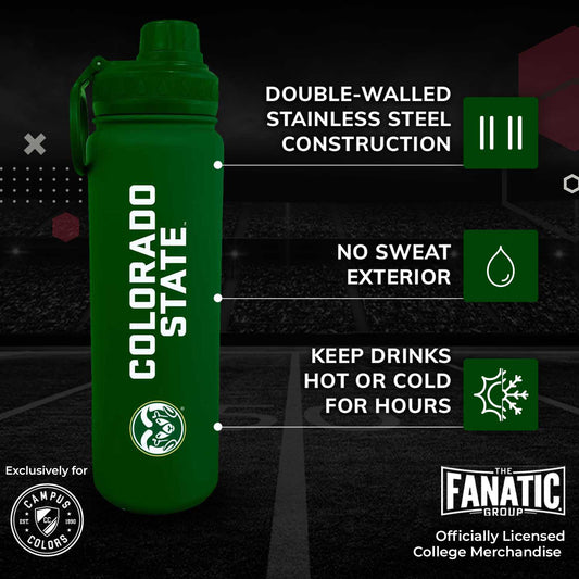 Colorado State Rams NCAA Stainless Steel Water Bottle - Green