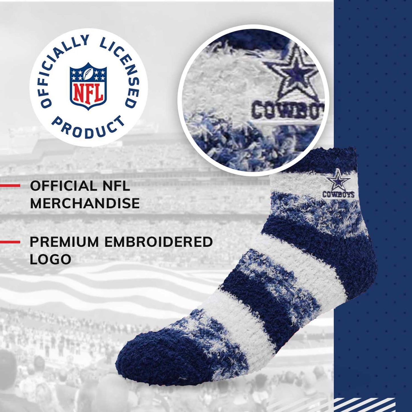 Dallas Cowboys NFL Cozy Soft Slipper Socks - Navy