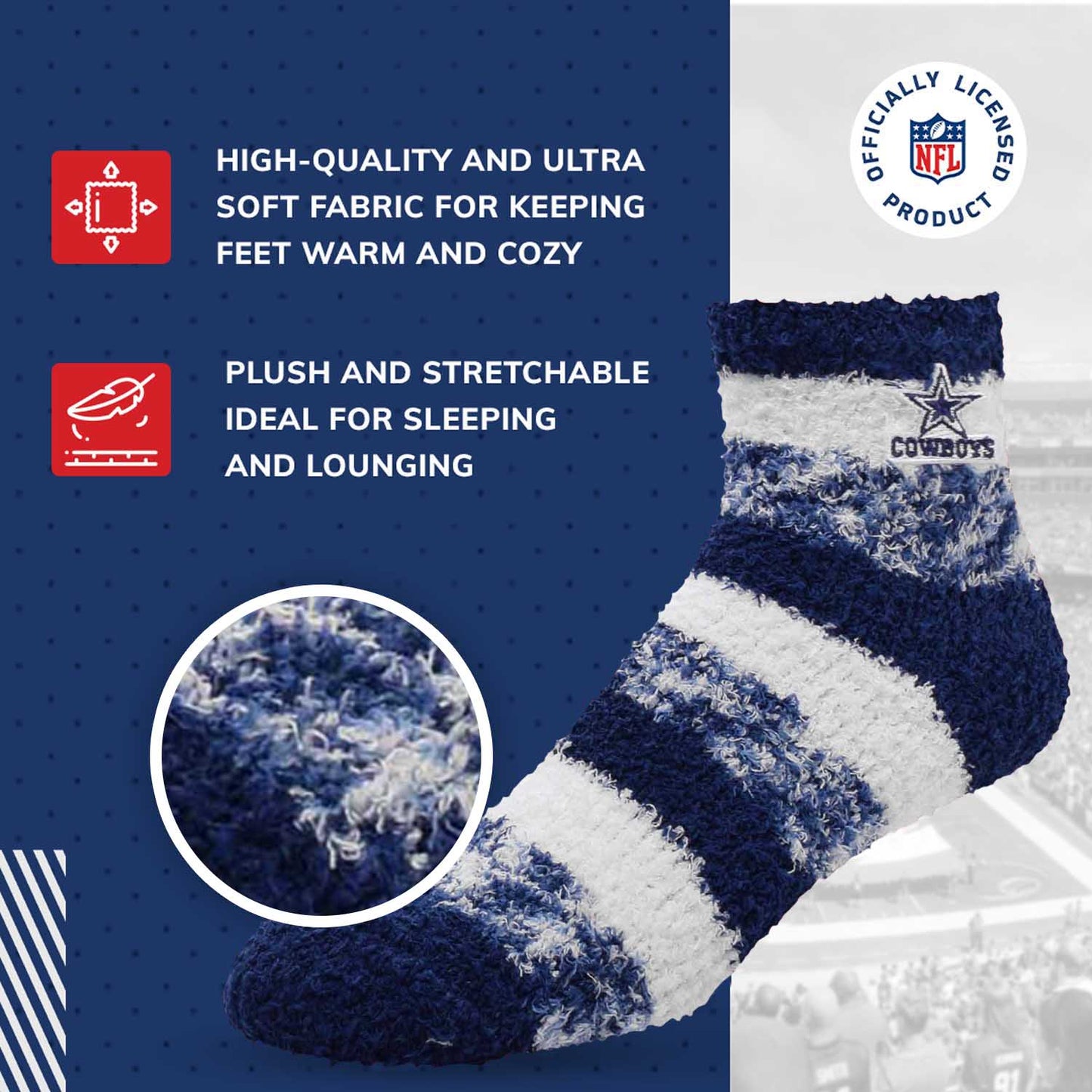 Dallas Cowboys NFL Cozy Soft Slipper Socks - Navy