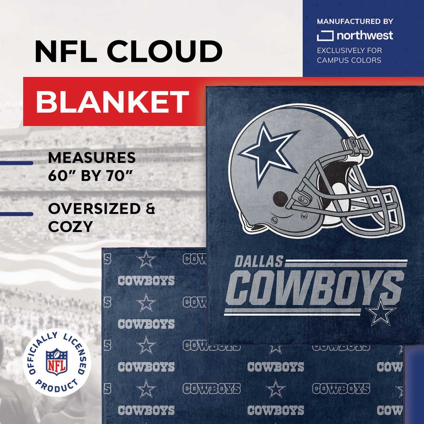 Dallas Cowboys NFL Double Sided Blanket - Navy