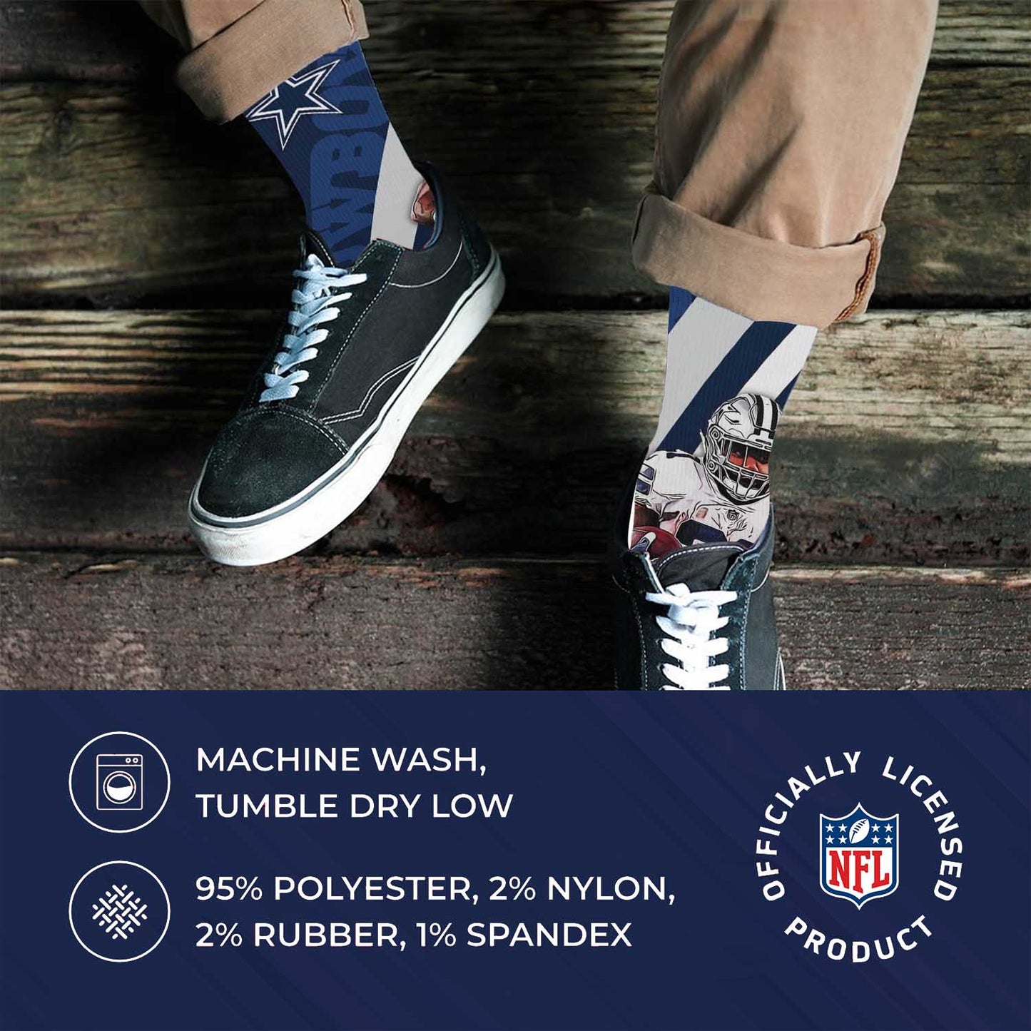 Dallas Cowboys NFL Adult Player Stripe Sock - Navy