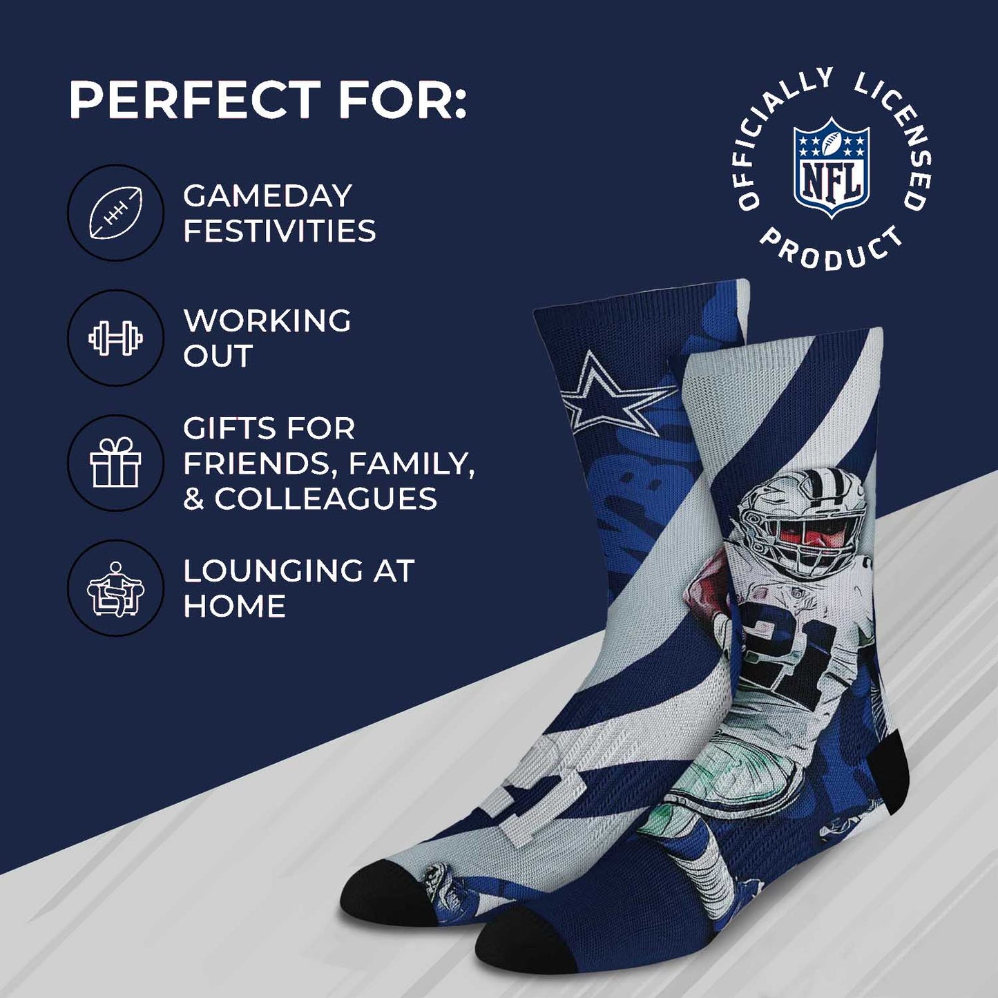 Dallas Cowboys NFL Youth Player Stripe Sock - Navy