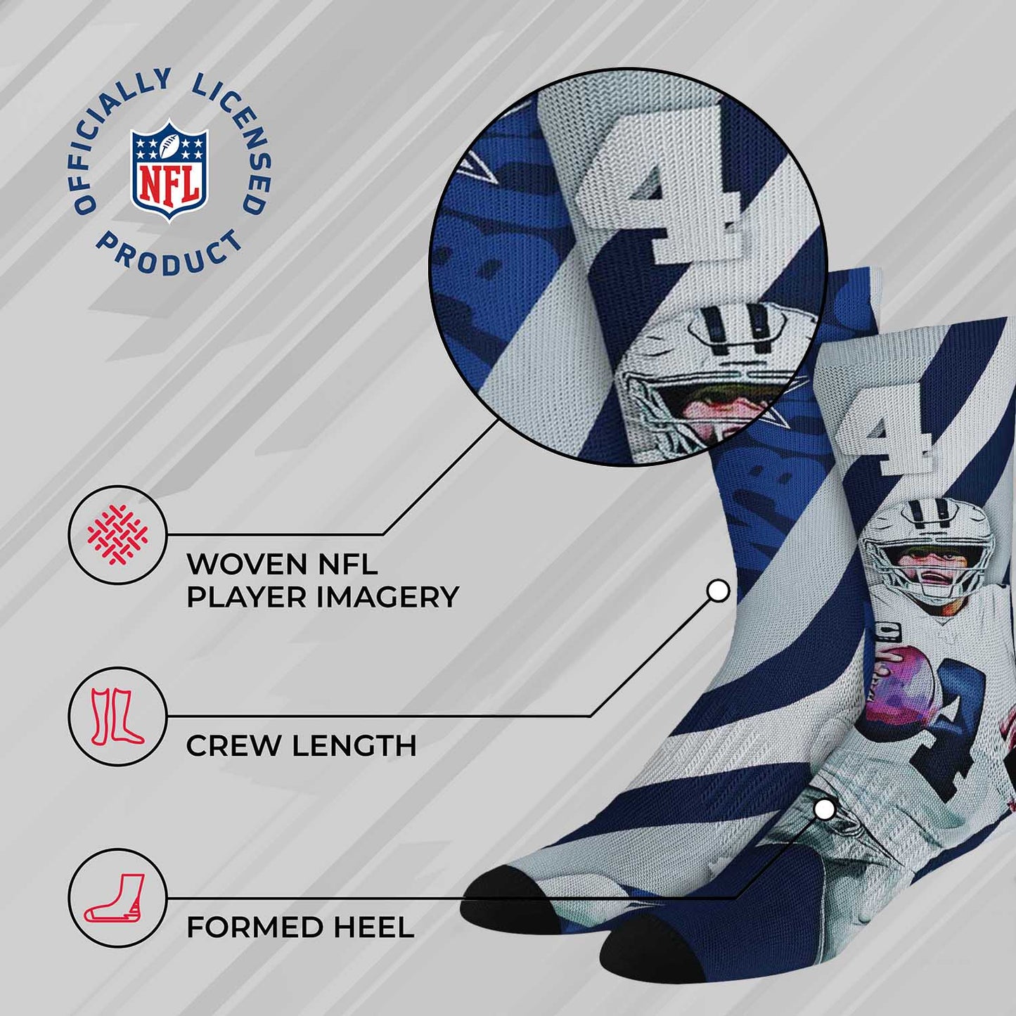 Dallas Cowboys NFL Youth Player Stripe Sock - NAVY #4