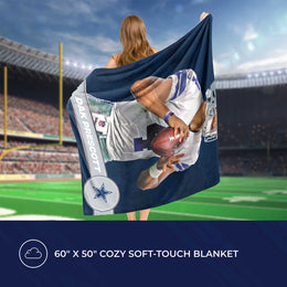 Dallas Cowboys Northwest NFL Hi-Def Dak Prescott Silk Blanket - NAVY #4