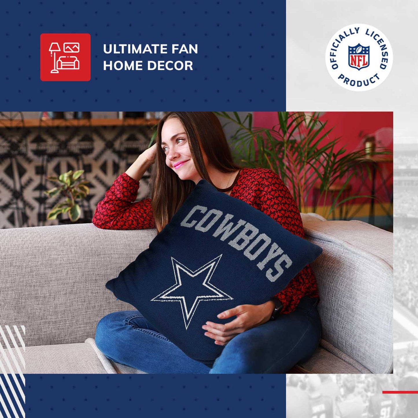 Dallas Cowboys NFL Decorative Football Throw Pillow - Navy