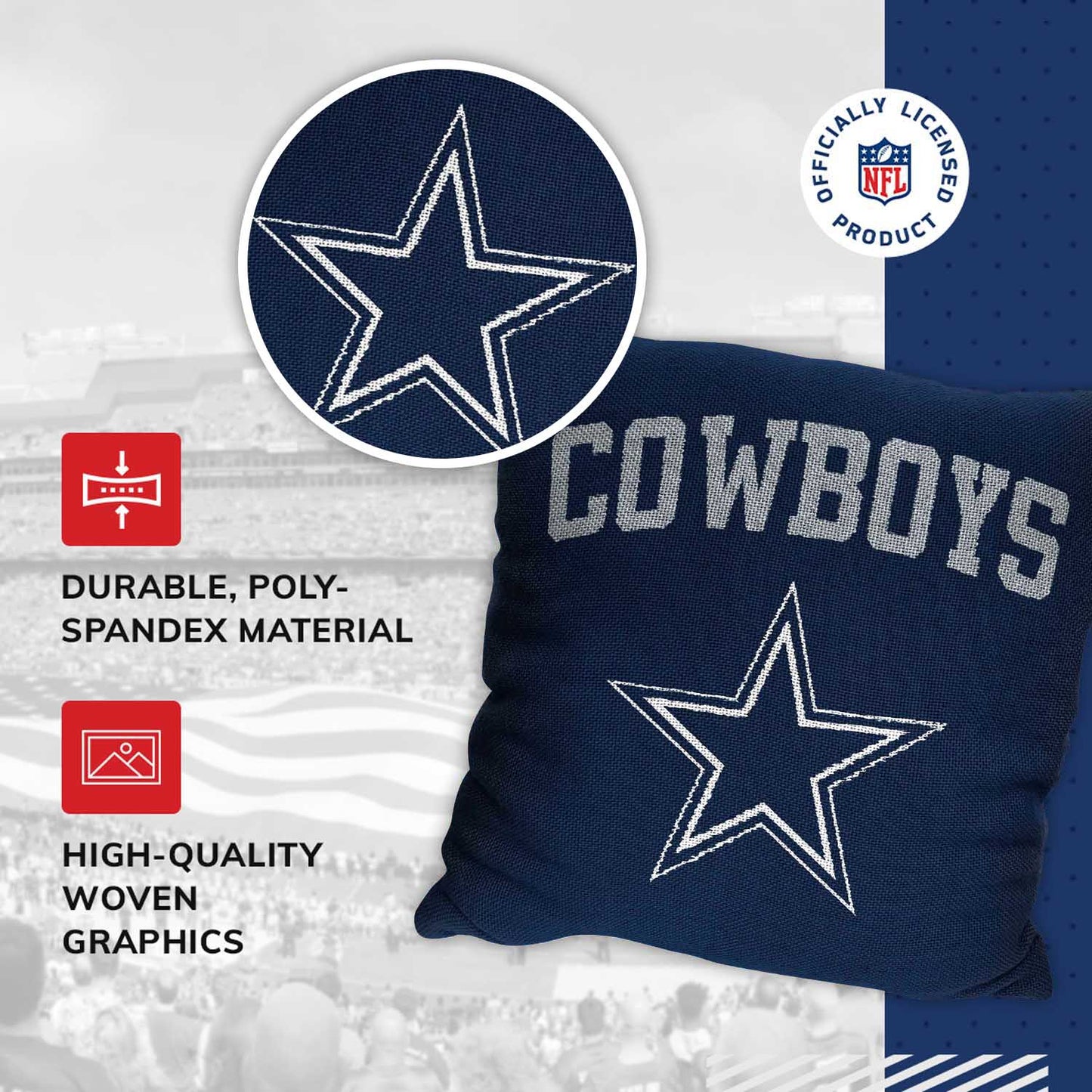 Dallas Cowboys NFL Decorative Football Throw Pillow - Navy