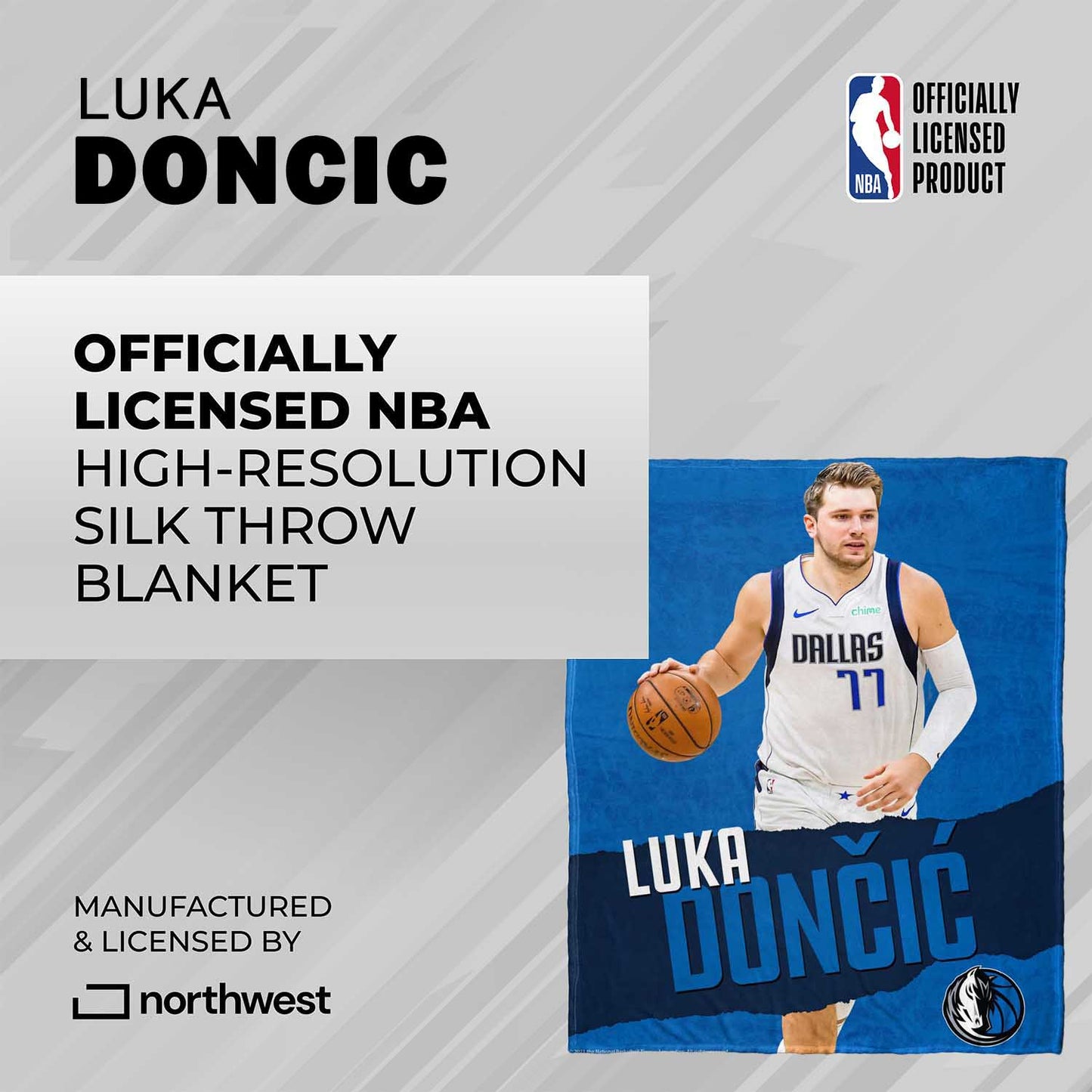 Dallas Mavericks NBA Hi-Def Luka Don?i? Silk Blanket - White