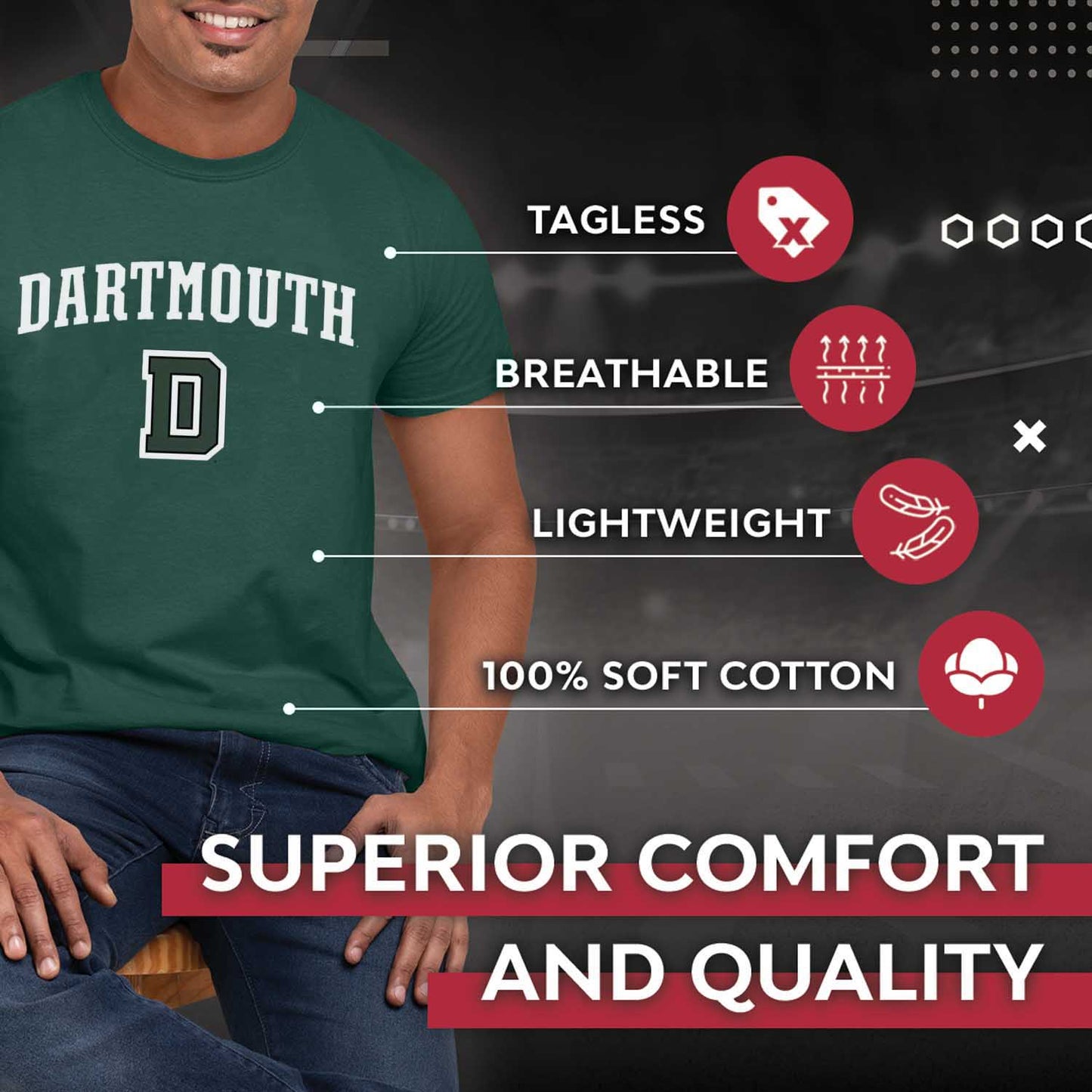 Dartmouth Big Green NCAA Adult Gameday Cotton T-Shirt - Green