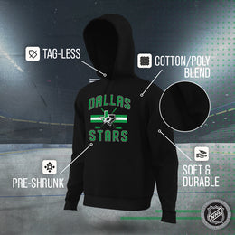 Dallas Stars Adult NHL Face Off Hockey Fleece Hooded Sweatshirt - Black