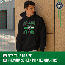 Dallas Stars Adult NHL Face Off Hockey Fleece Hooded Sweatshirt - Black