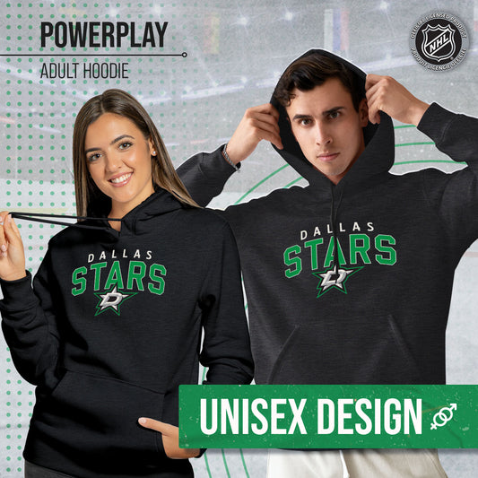 Dallas Stars NHL Adult Unisex Powerplay Hooded Sweatshirt - Black Heather