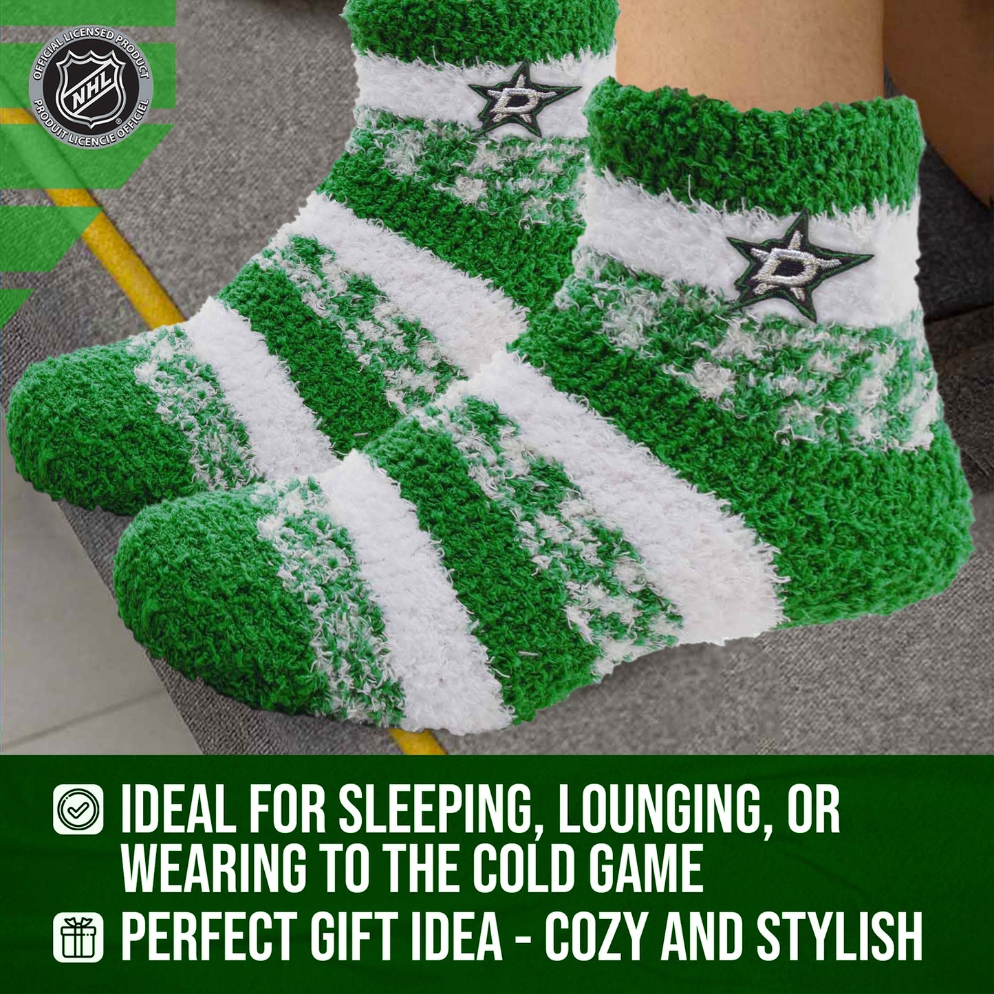 Dallas Stars NHL Unisex Cozy Sleep Socks - Green