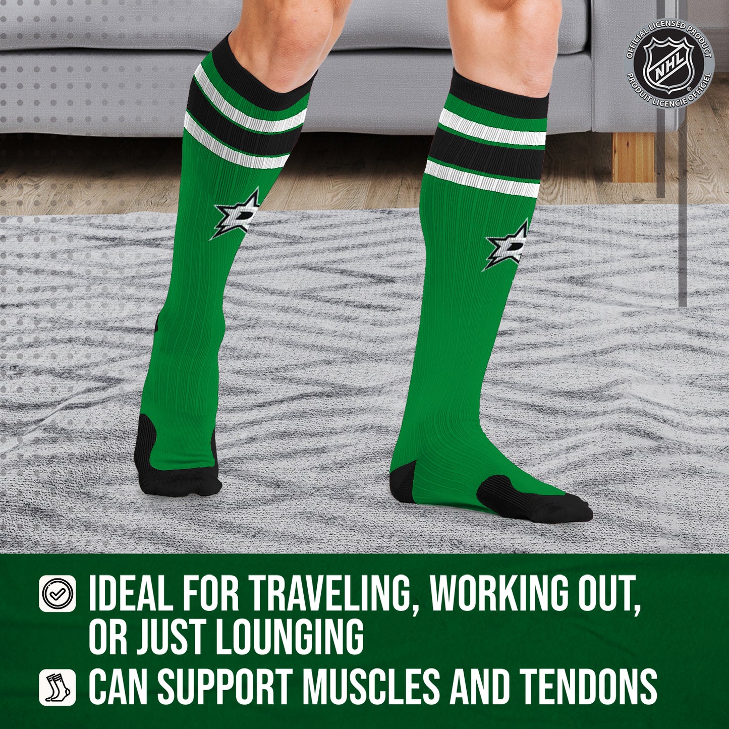 Dallas Stars NHL Adult Knee High-Performance Socks - Green