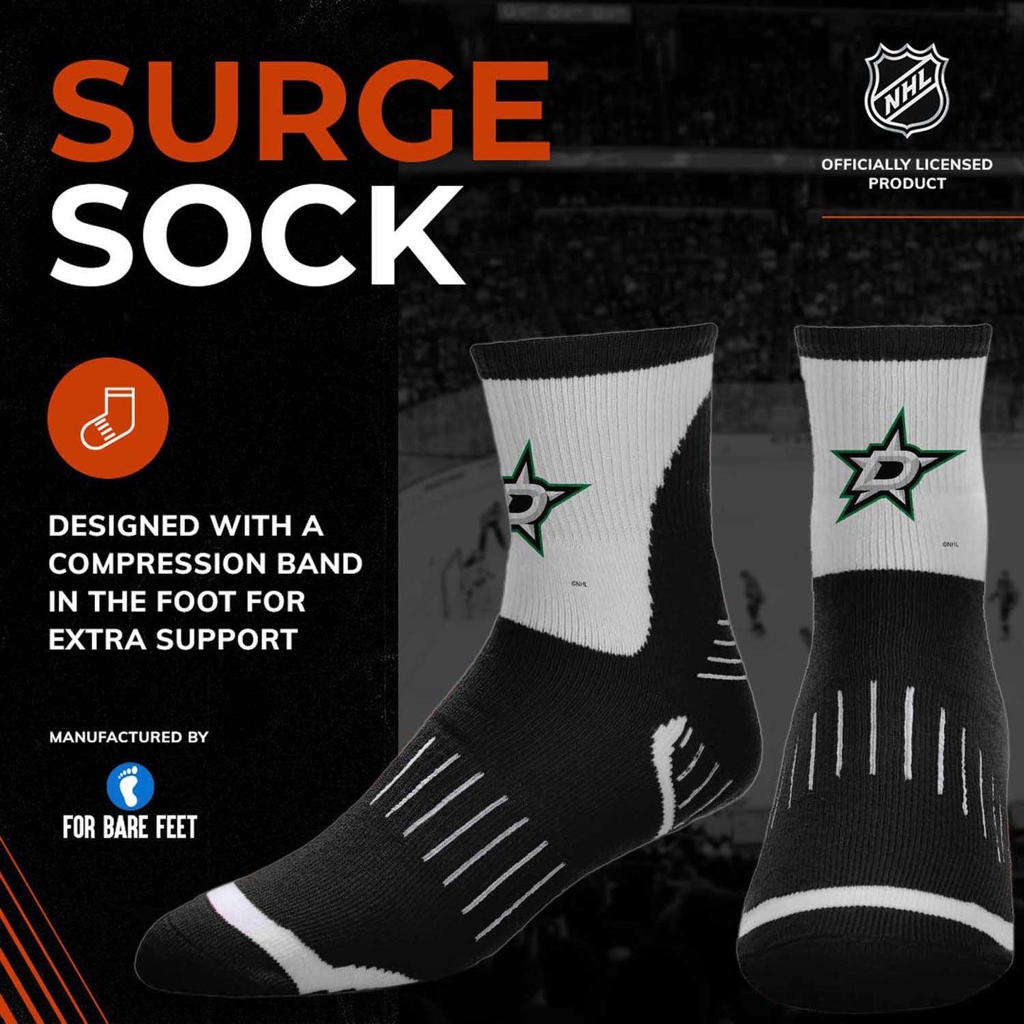 Dallas Stars NHL Youth Surge Socks - Black